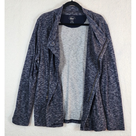 GH Bass & Co Women's XXL Cross Over Zip Front Sweater Jacket Heather Blue - Picture 11 of 13